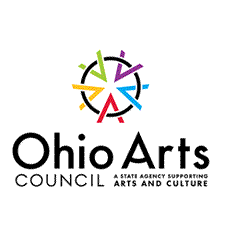 Ohio Arts Council logo with circle and 5 letter A's pointing outward in 5 colors